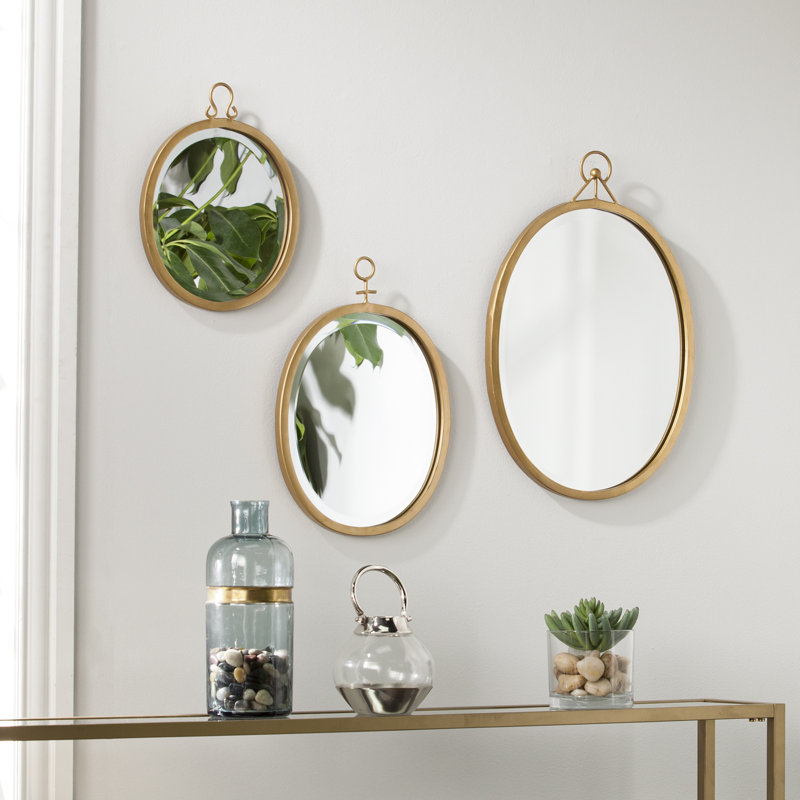 Brayden Studio 3 Piece Oval Metal Frame Mirror Set & Reviews Wayfair